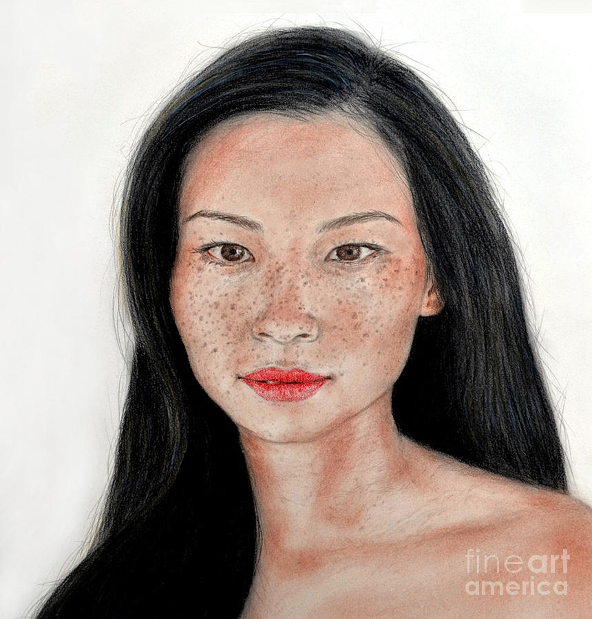 Sexy Freckle Faced Beauty Lucy Liu Mixed Media by Jim Fitzpatrick