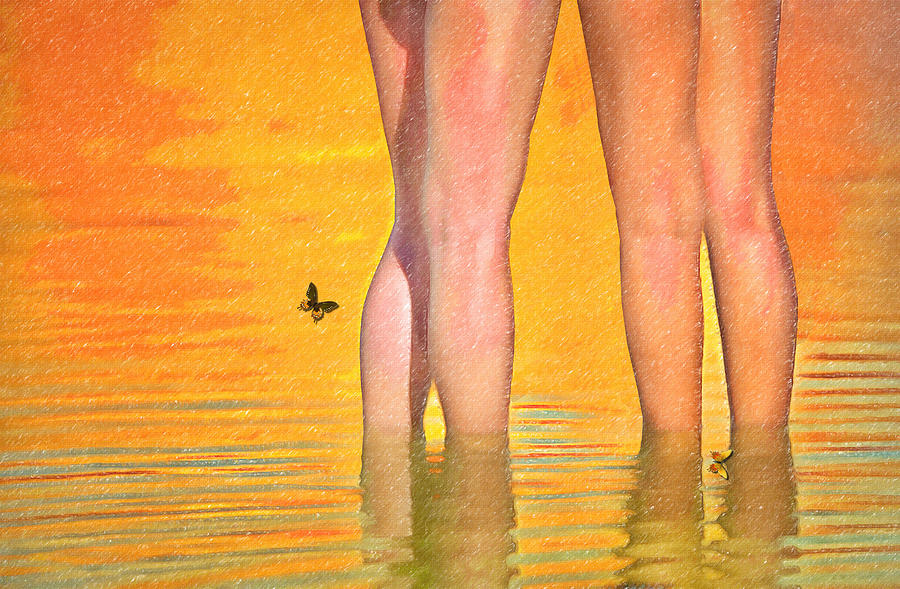 Summer Painting - Sexy Legs Wading in the Water by L Wright