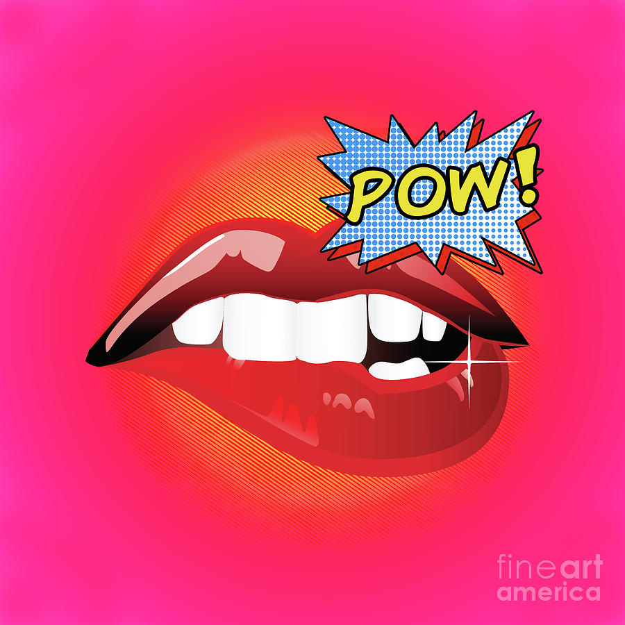 Pow Digital Art - Sexy vibrant Pop Art Lips by Tina Lavoie
