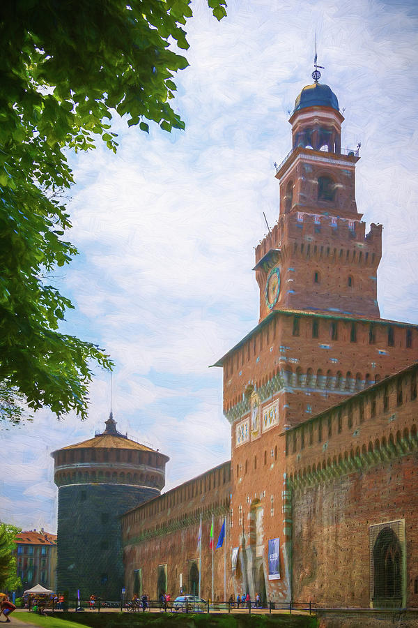 Sforza Castle Milan Italy Painterly Photograph by Joan Carroll