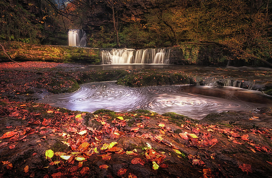 Fall Photograph - Sgwd Ddwli Isaf waterfalls South Wales by Leighton Collins