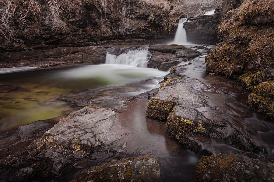 Waterfall Photograph - Sgwd Isaf Clun Gwyn falls, South Wales by Leighton Collins