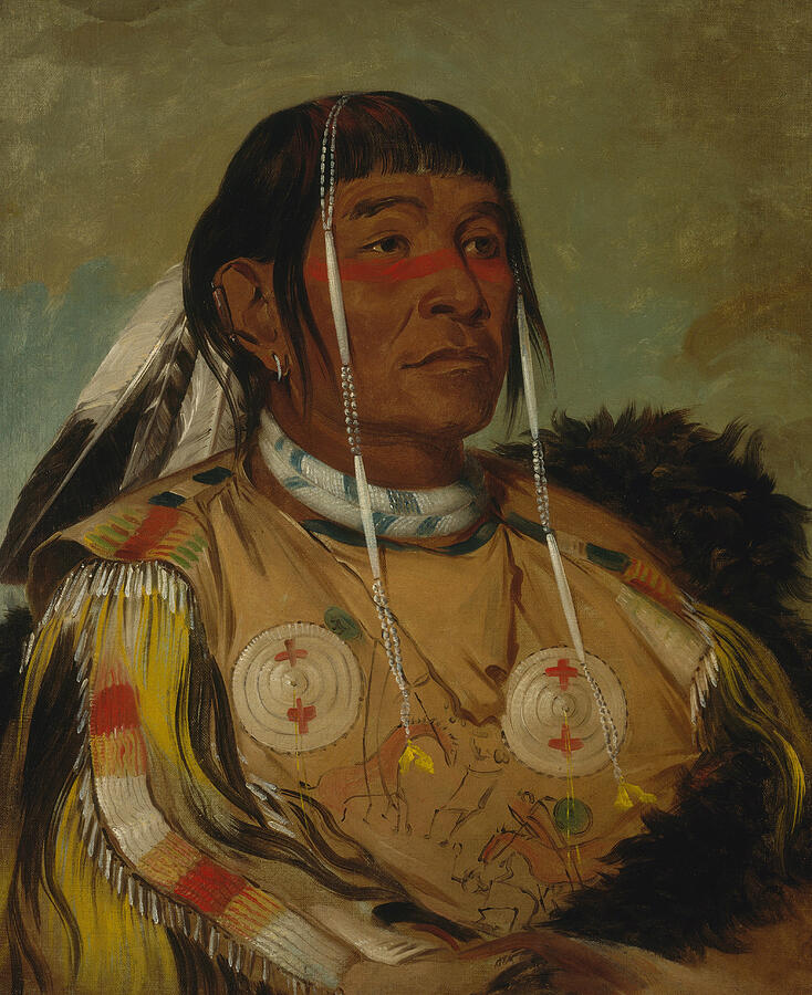 Sha-co-pay, The Six, Chief of the Plains Ojibwa, from 1832 Painting by George Catlin