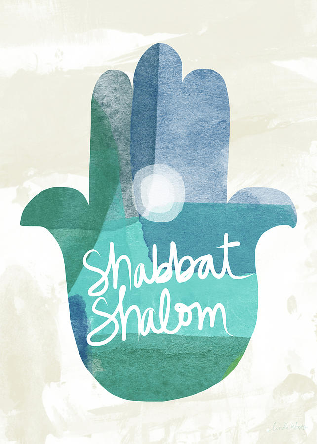Shabbat Shalom Hamsa- Art by Linda Woods Painting by Linda Woods