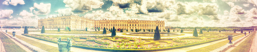 Architecture Photograph - Shabby chic HDR panorama Versailles Paris by Sandra Rugina