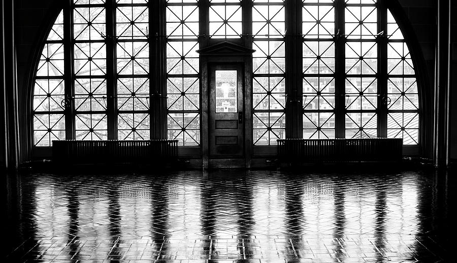 Shaddow and Light - Ellis Island Window Photograph by Bill Cannon