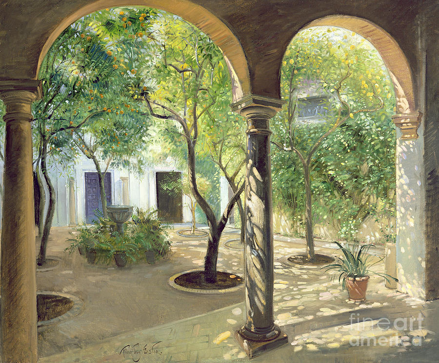 Shaded Courtyard, Vianna Palace, Cordoba Painting by Timothy Easton