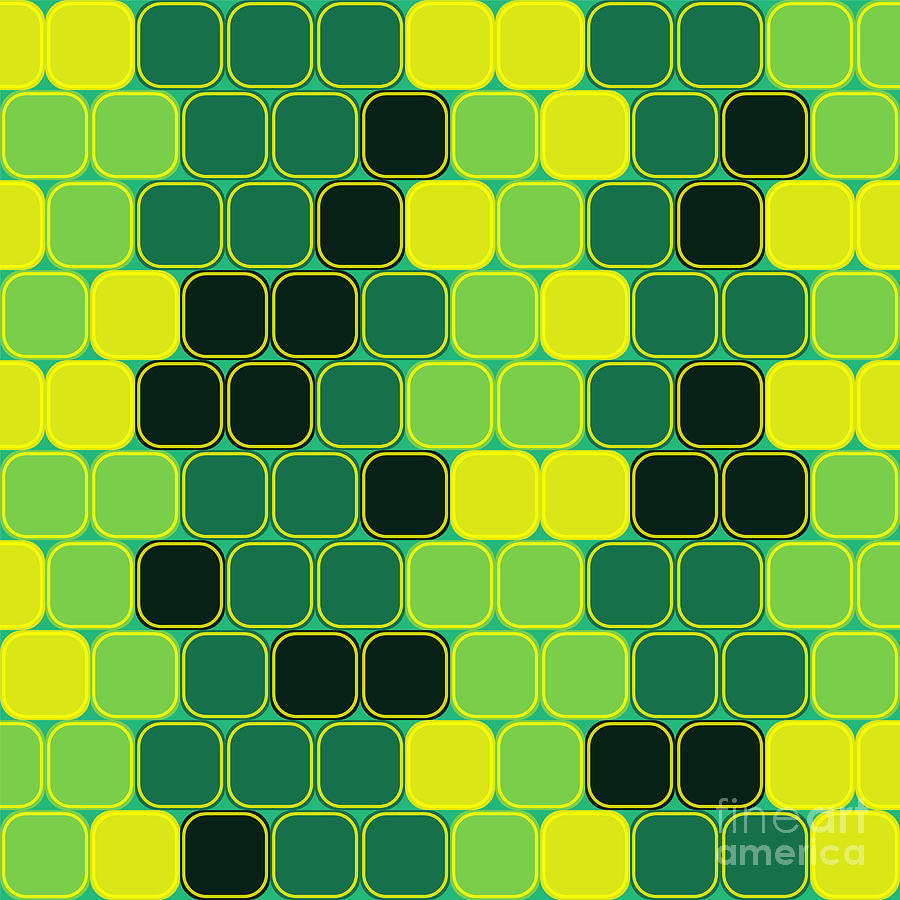 Squares Digital Art - Shades of green by Gaspar Avila