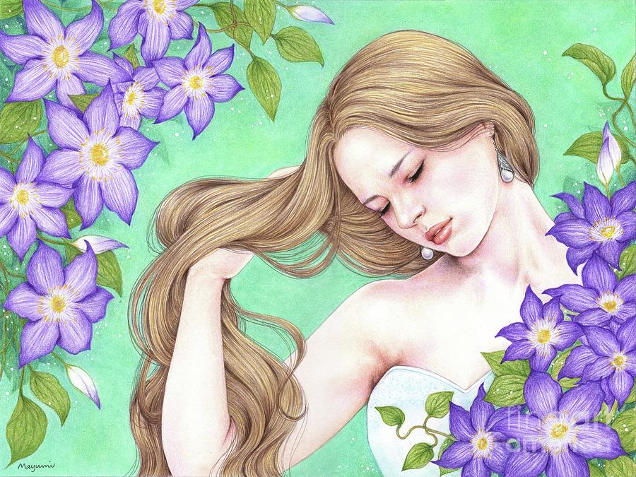 Fantasy Drawing - Shades of Violet by Mayumi Ogihara