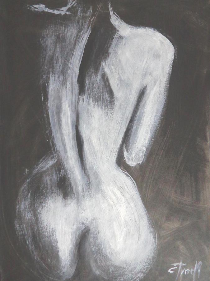 Black And White Painting - Shadow Figure 1 - Female Nude by Carmen Tyrrell