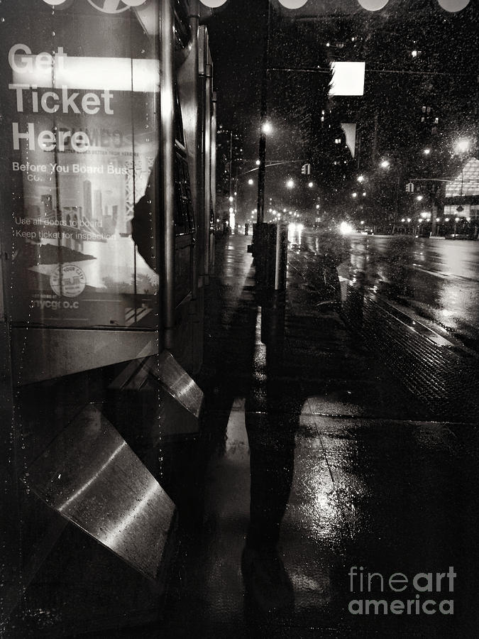 New York City Photograph - Shadow Girl Bus Stop by Miriam Danar