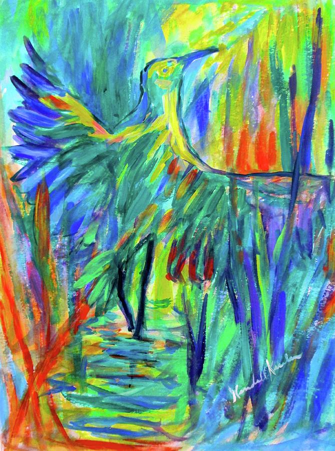 Shadow Heron Painting by Kendall Kessler