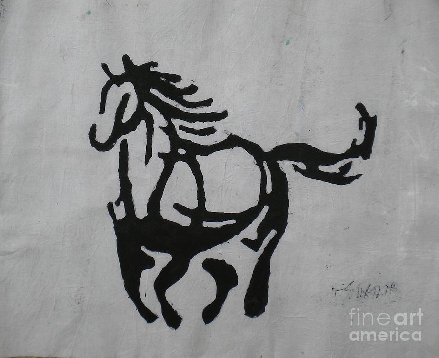 African Painting - Shadow Of A Stallion by Ellis Tayamika Singano African Painting - Shadow Of A Stallion by Ellis Tayamika Singano