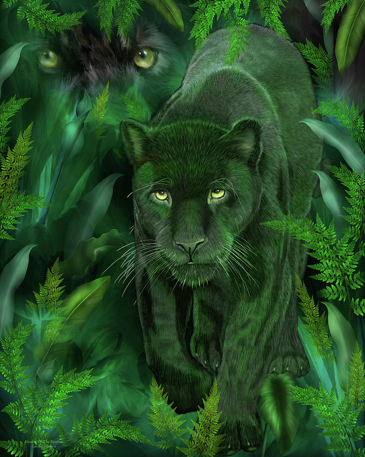 Shadow Of The Panther Mixed Media by Carol Cavalaris