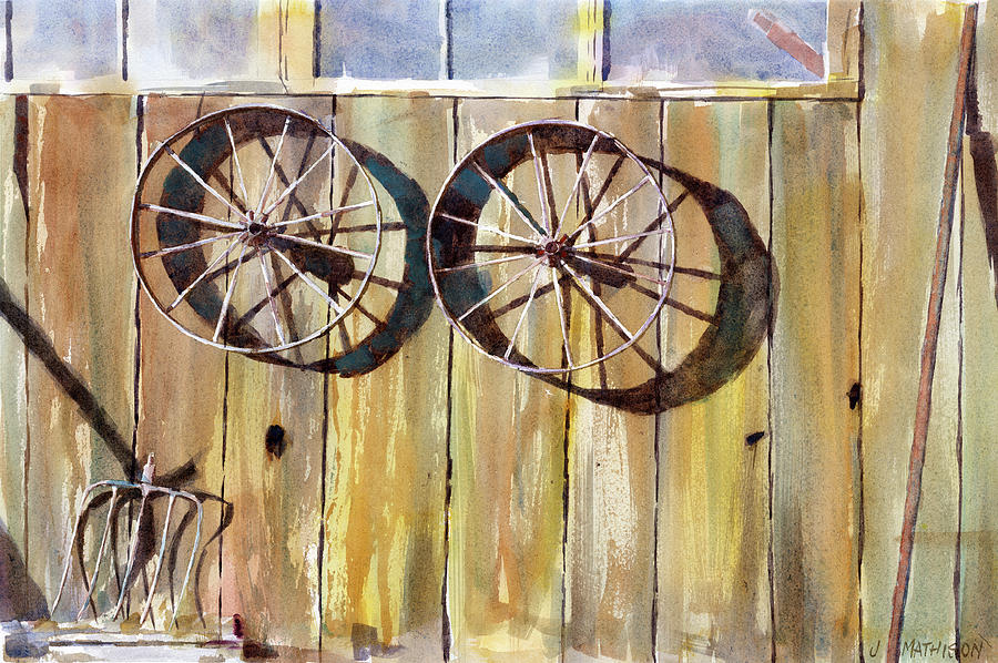 Shadow of the Wheels Painting by Jeff Mathison