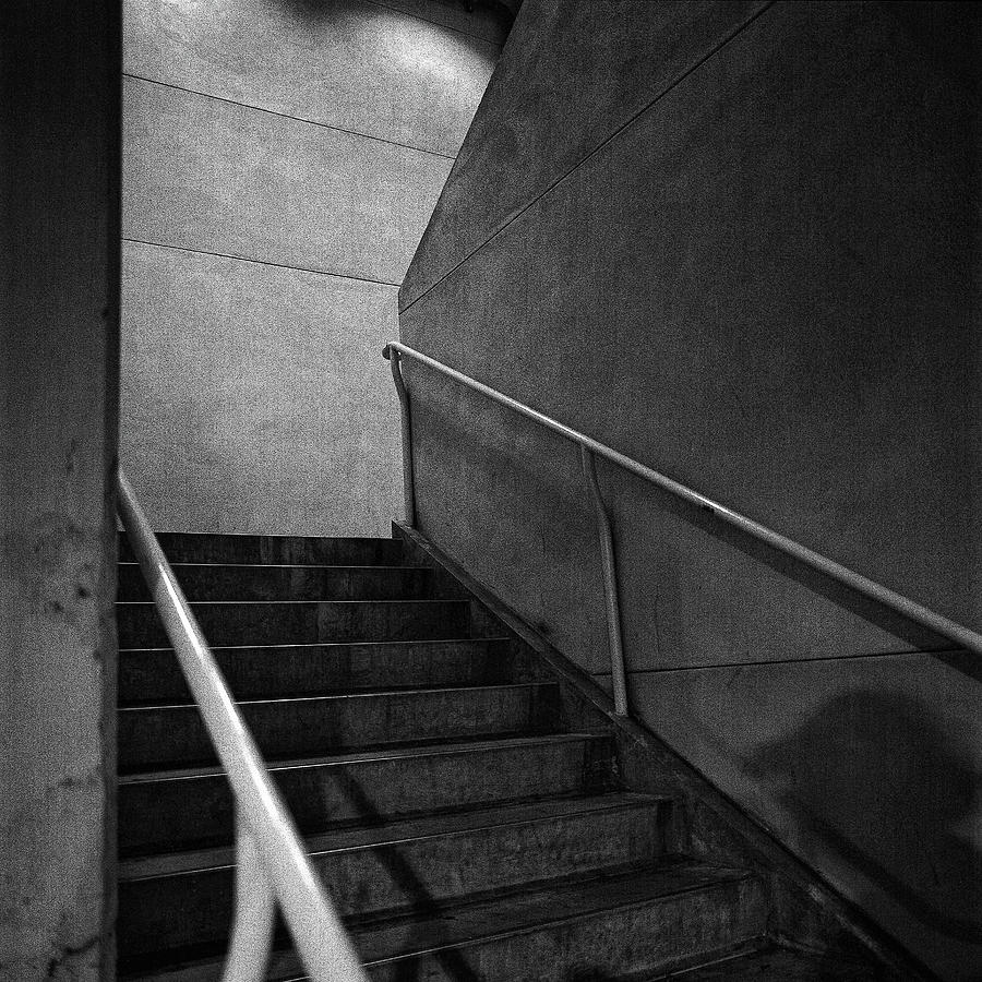 Shadow On The Stairs Bw Parking Structure Photograph