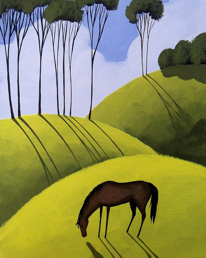 Shadow Play - horse landscape Painting by Debbie Criswell