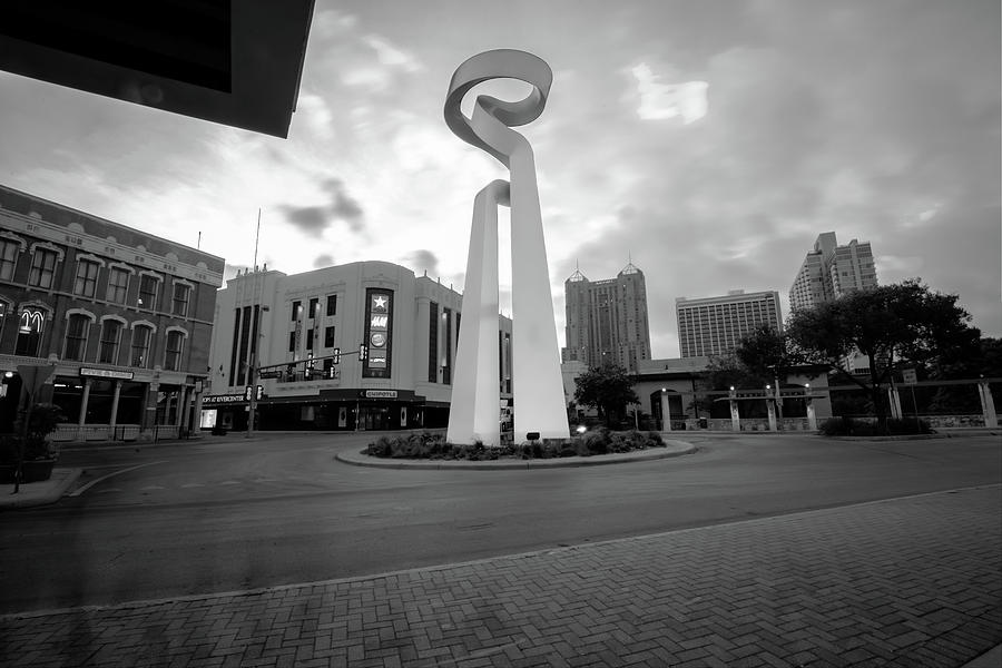 Shadow Walkers - Torch of Friendship Black and White - Downtown San Antonio Texas Photograph by Gregory Ballos Shadow Walkers - Torch of Friendship Black and White - Downtown San Antonio Texas Photograph by Gregory Ballos