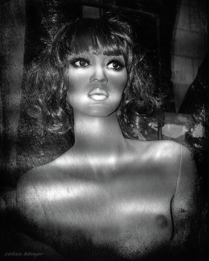 Shadowed Beauty, Black and White Mannequin Photograph by Melissa Bittinger
