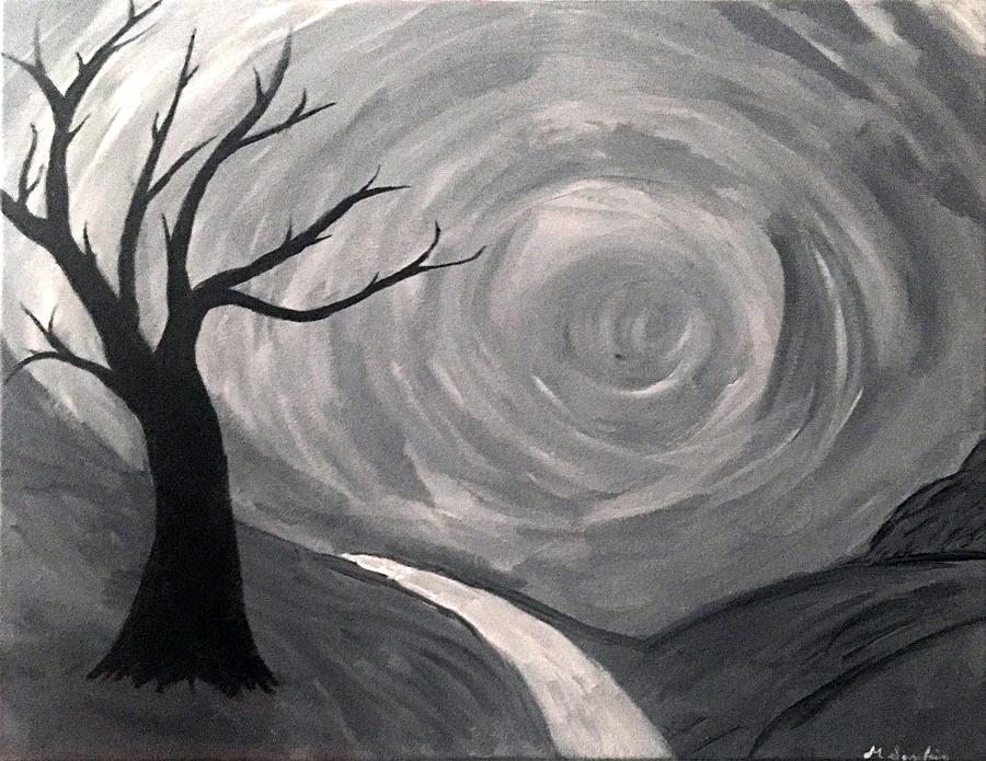 Black And White Painting - Shadows Behind the Light by Michelle Sarafian