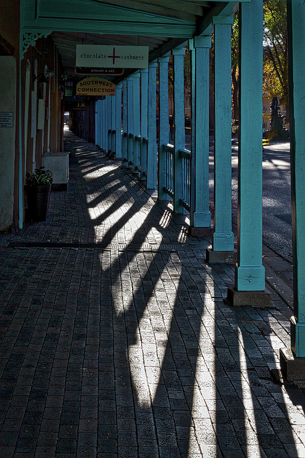 Shadows on a Covered Sidewalk - Santa Fe Photograph by Stuart Litoff