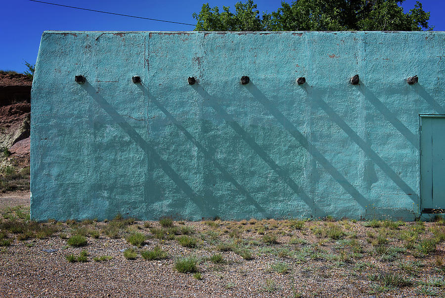 Shadows on turquoise wall Photograph by Bud Simpson