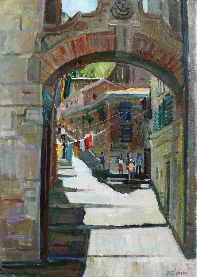 Shadows the old town Painting by Juliya Zhukova