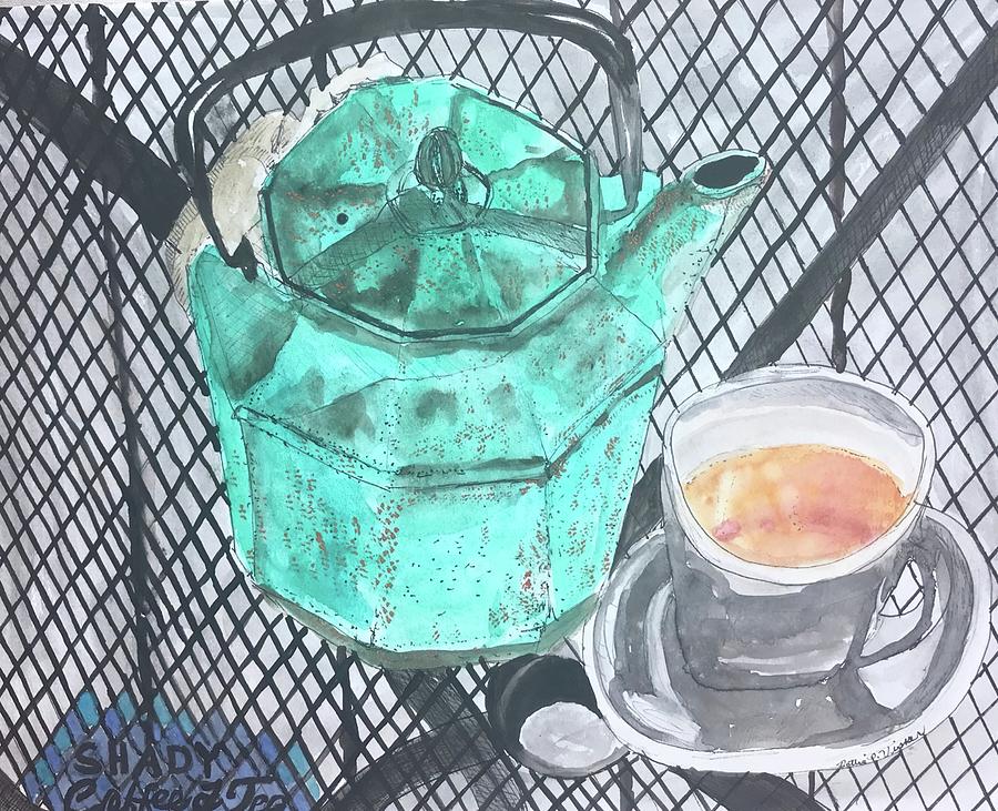 Shady Coffee and Tea Time  Painting by Dottie Visker