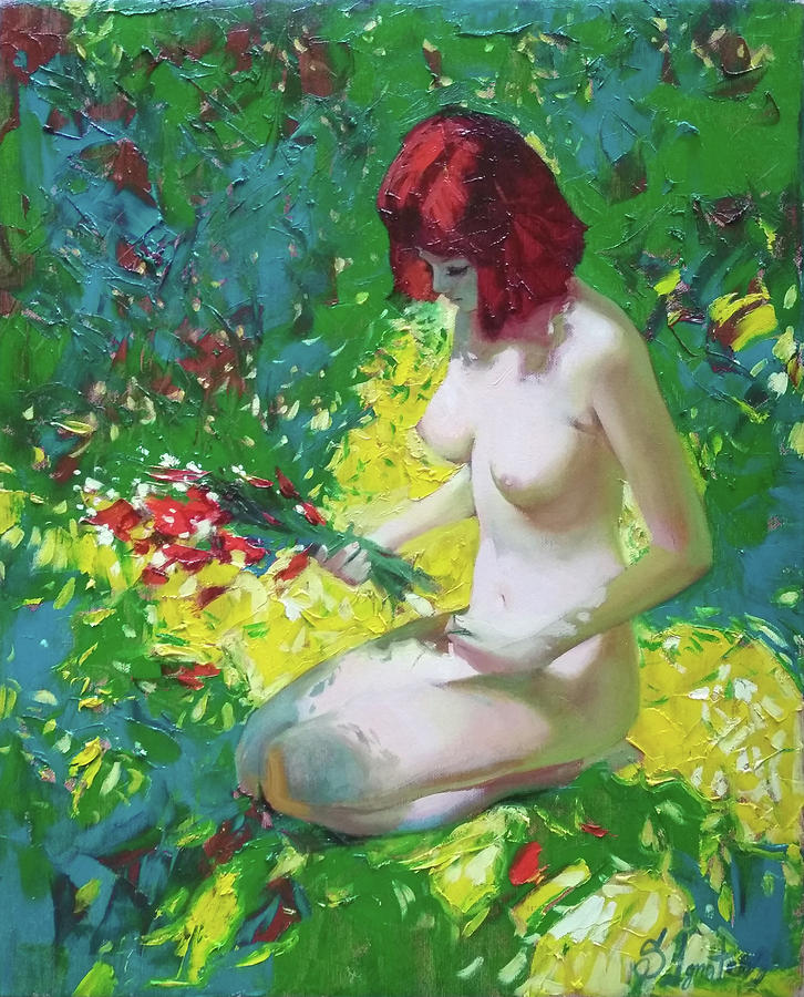 Shady garden Painting by Sergey Ignatenko
