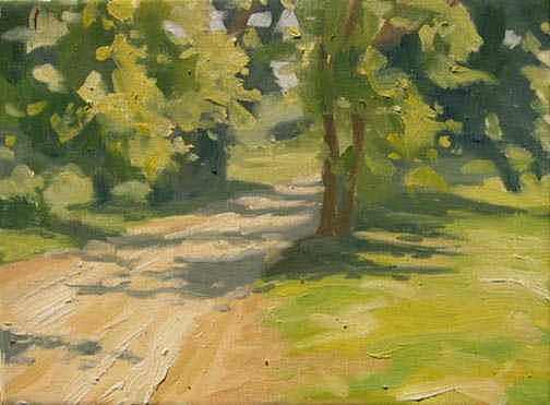Summer Painting - Shady Lane -- Plein Air Field Study by Margie Guyot