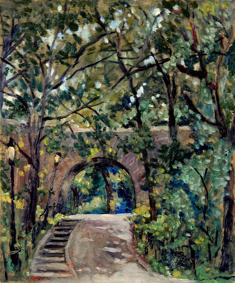 The Linden Arch Cloisters Fort Tryon Park NYC Painting by Thor Wickstrom