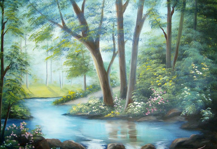 Shady River Painting by Debra Campbell