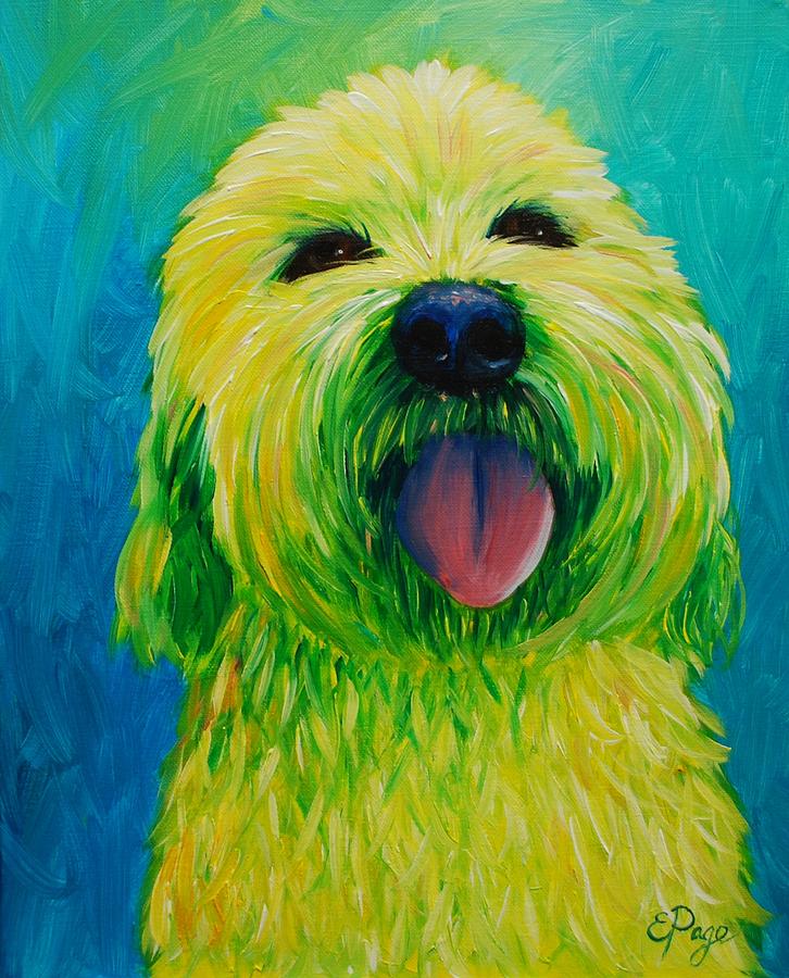 Shaggy Dog in Yellow Painting by Emily Page