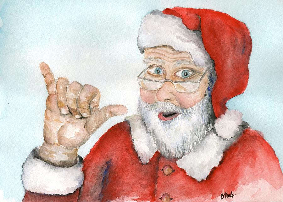 Shaka Santa Painting by Bev Veals
