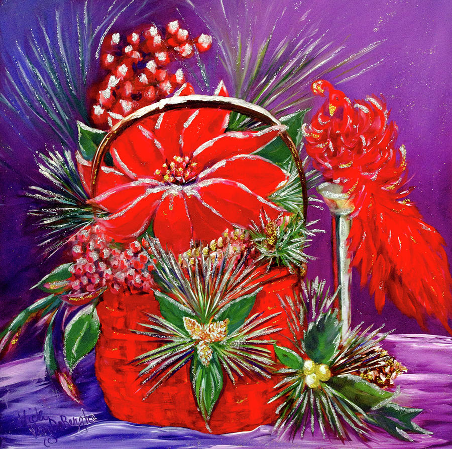 Poinsettia Painting - Shake Off The Snow, And Come On In by Vicki VanDeBerghe Poinsettia Painting - Shake Off The Snow, And Come On In by Vicki VanDeBerghe