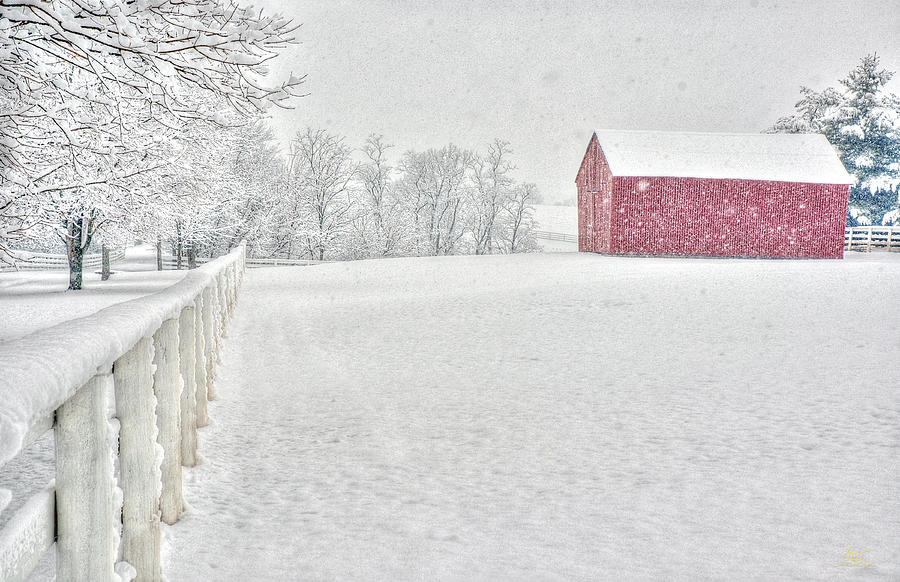 Shaker Red Barn in Snow Photograph by Sam Davis Johnson