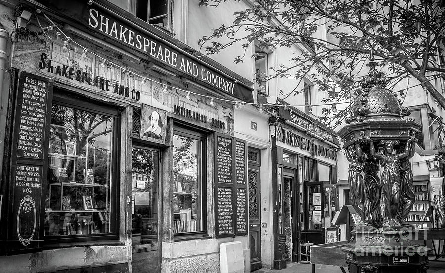 Shakespeare and Company Bookstore, Paris, Blk and Wht Photograph by Liesl Walsh