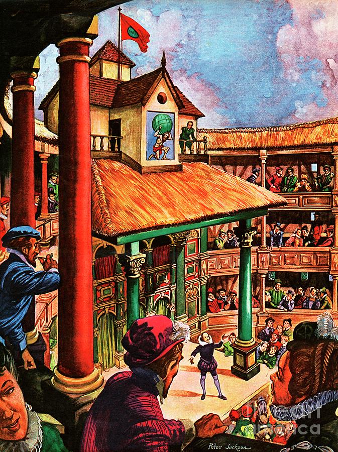 Shakespeare performing at the Globe Theater Painting by Peter Jackson
