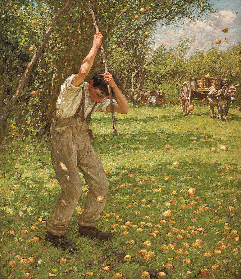 Summer Painting - Shaking Down Cider Apples  by Henry Herbert La Thangue
