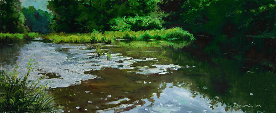 Summer Painting - Shallow River by Sergey Zhiboedov