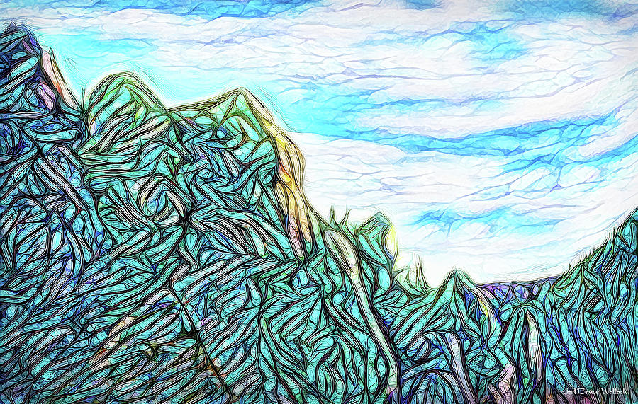 Shamanic Summit Vision - Mountain Sky Abstract Digital Art by Joel Bruce Wallach