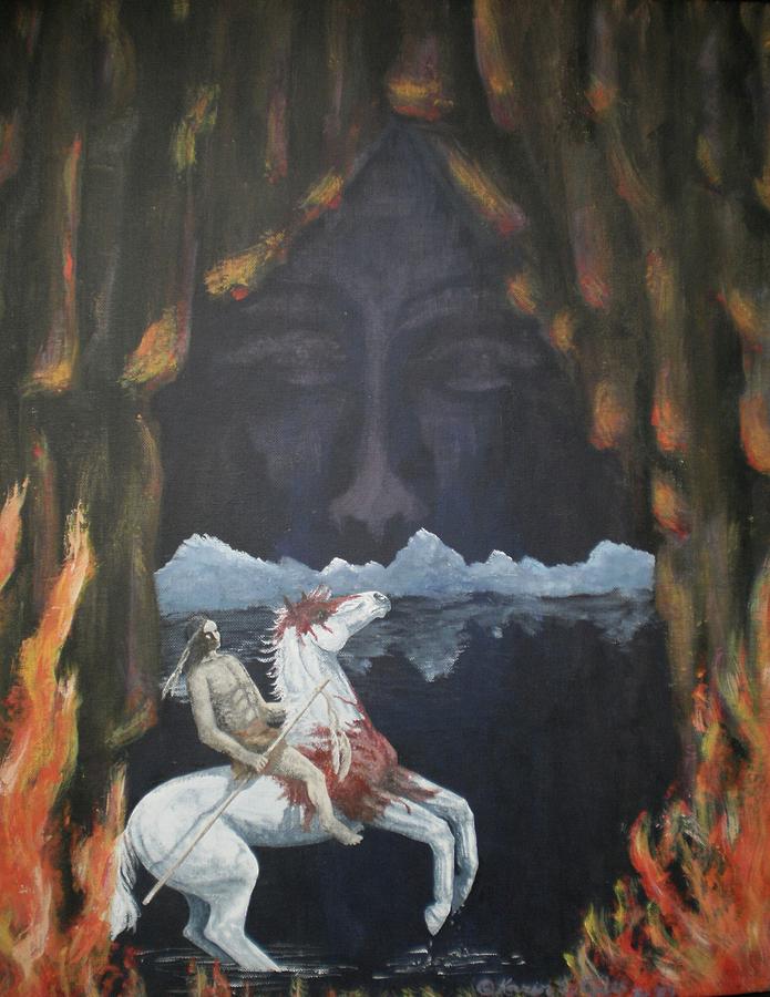 Horse Painting - Shamans Spirit Pilgrimage VI by Karen Giles