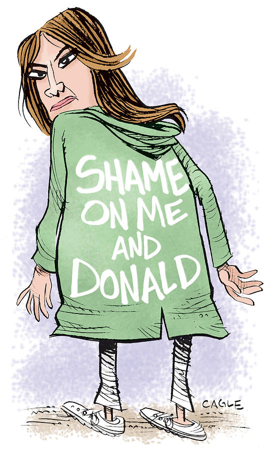 Melania Trump Drawing - Shame on Trumps by Daryl Cagle