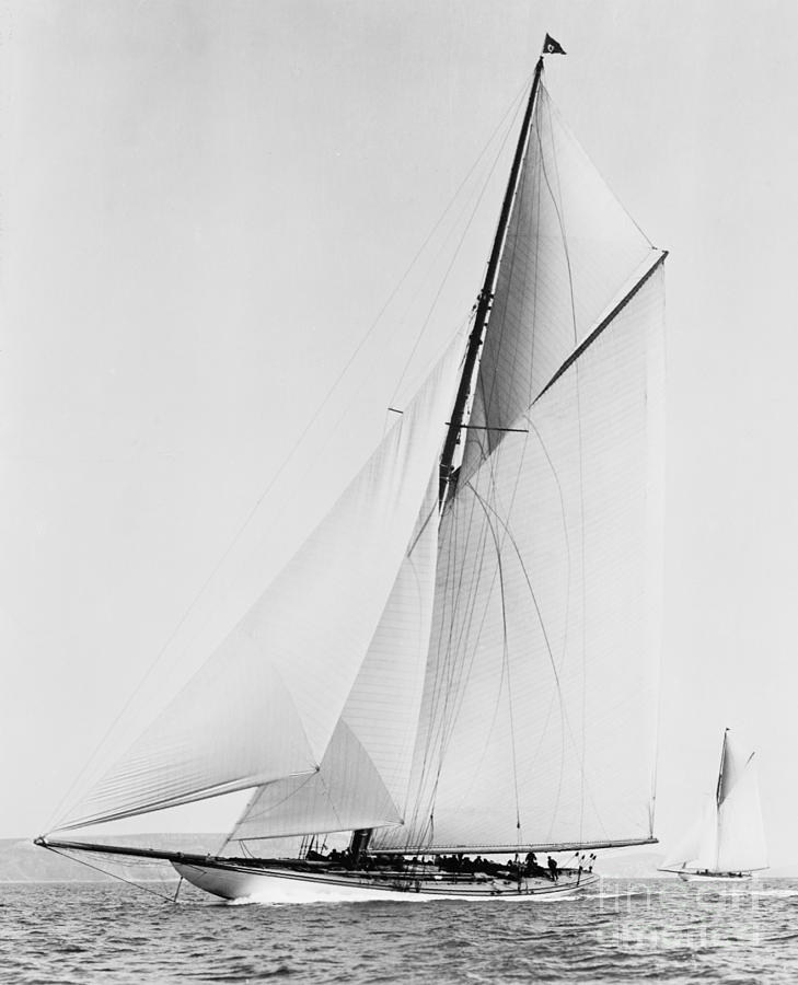 Boat Photograph - Shamrock III 1903 BW by Padre Art