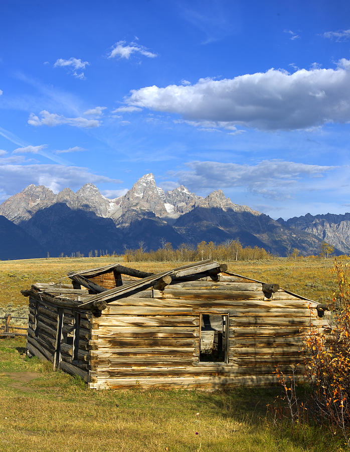Shane Cabin and Grand Tetons Photograph by Gary Langley