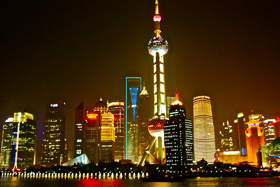 Shanghai by Night Photograph by Dorota Nowak