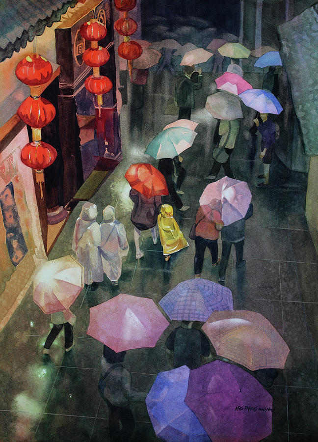 Shanghai Shoppers Painting by Kris Parins