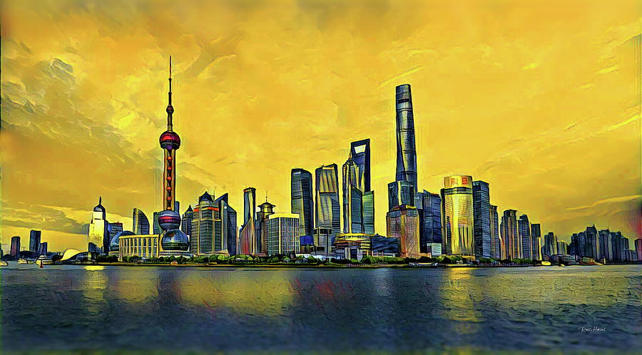Shanghai Skyline - China Digital Art by Russ Harris