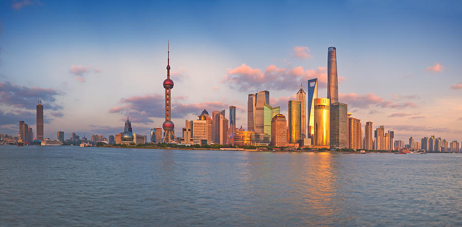 Architecture Photograph - Shanghai Skyline  by U Schade