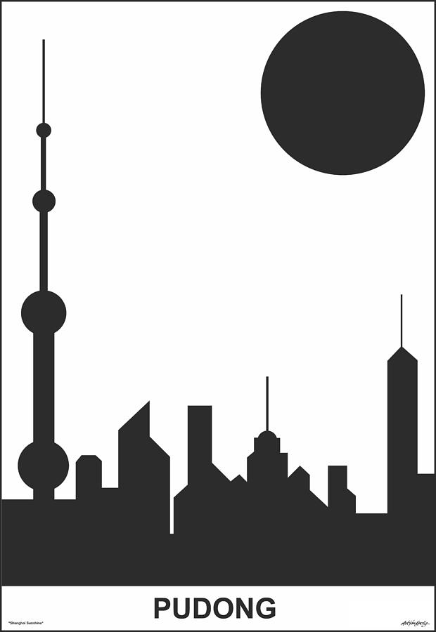Shanghai Digital Art - Shanghai Sunshine Black White by Asbjorn Lonvig Shanghai Digital Art - Shanghai Sunshine Black White by Asbjorn Lonvig